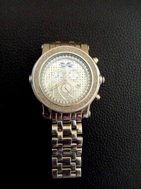 TECHNO X Chronograph 44mm Diamond Pave Bezel & Dial Stainless Steel Watch